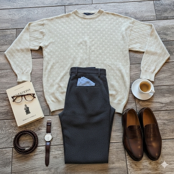 Barry Bricken Other - Barry Bricken Silk & Cotton Diamond Knit Sweater Cream L Quiet Luxury